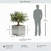 60cm Zinc Galvanised Silver Square Garden Planter